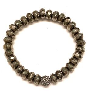 Shop 
Rondelle Pyrite Beads and Pave Ball Bracelet